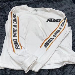 Large REBEL long sleeve crop top